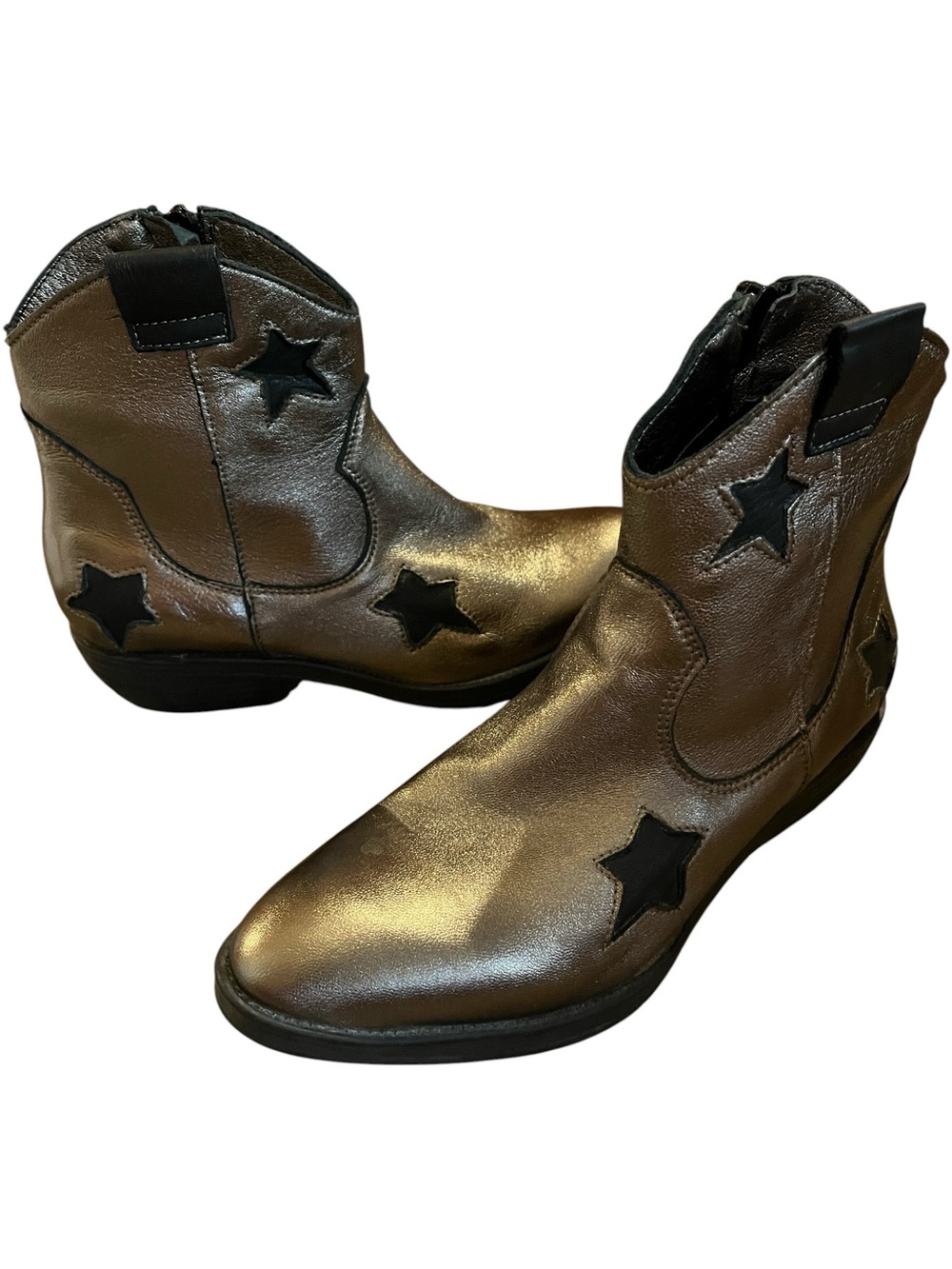 UNIQUE Bos.& Company Metallic Star Accent Ankle Boots Size 7.5